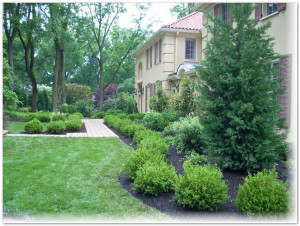 Williamsburg style garden design Main Line Philadelphia PA